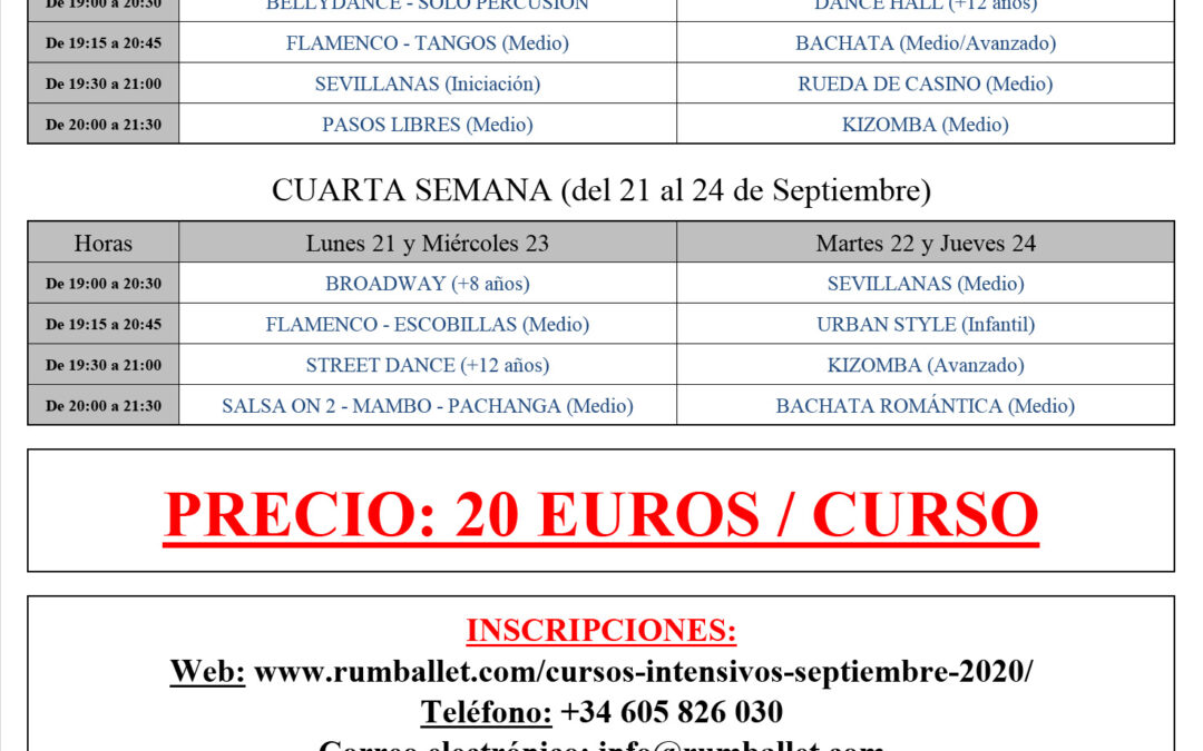 Cursos Intensivos – Septiembre 2020